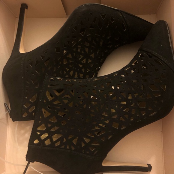 BCBG Black Laser Cut Microsuede Booties - Picture 5 of 8